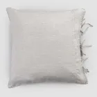 Chalk or Retro Light Linen Pillowcase with Square Design Ties - Prisco Viadurini