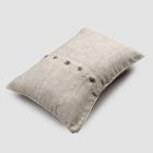 Heavy Linen Pillowcase with Agoya Button Decoration and Piping - Mediterranean Viadurini