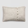 Heavy Linen Pillowcase with Agoya and Piping Buttons Decoration - Mediterranean
