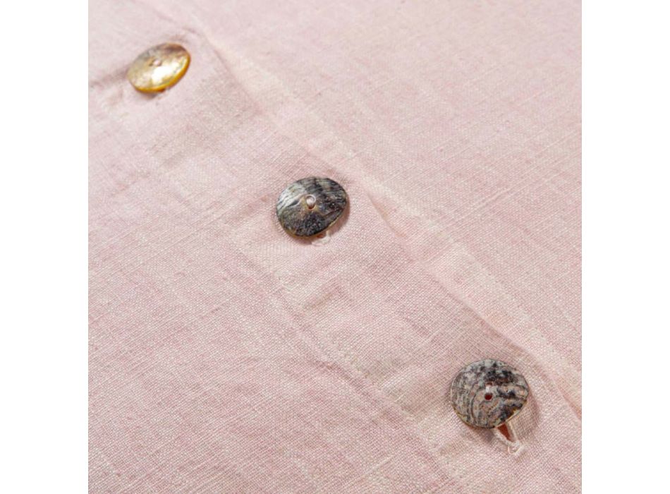 Square Pillowcase in Colored Linen with Agoya Mother-of-Pearl Buttons - Mediterranean Viadurini
