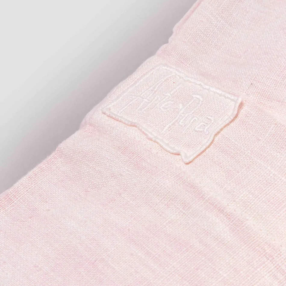 Square Pillowcase in Colored Linen with Agoya Mother-of-Pearl Buttons - Mediterranean Viadurini