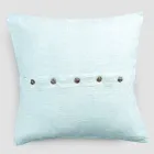 Square Pillowcase in Colored Linen with Agoya Mother-of-Pearl Buttons - Mediterranean Viadurini