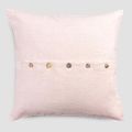 Square Pillowcase in Colored Linen with Agoya Buttons in Mother of Pearl - Mediterranean