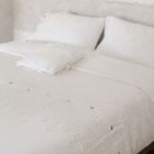 Square Pillowcase in White Heavy Linen and Laces Made in Italy - Matero Viadurini