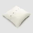 Square Pillowcase in Heavy Colored Linen with Agoya Buttons - Mediterranean Viadurini