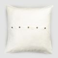 Square Pillowcase in Heavy Colored Linen with Buttons in Agoya - Mediterranean
