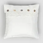 Square Pillowcase in Dusty or Retro Linen with Buttons and Armonia Lace - Logos Viadurini