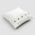 Square Pillowcase in Dusty or Retro Linen with Buttons and Armonia Lace - Logos Viadurini