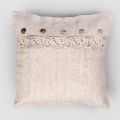 Square Pillowcase in Dusty Linen or Retro with Buttons and Lace Armonia - Logos