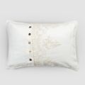 Rectangular Pillowcase with Elegant Lace in White Linen Design for Bed - Gioiano