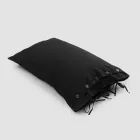Rectangular Bed Pillowcase in White or Black Linen with Buttons and Laces - Agora Viadurini