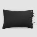 Rectangular Pillowcase in White or Black Linen with Buttons and Laces - Agora