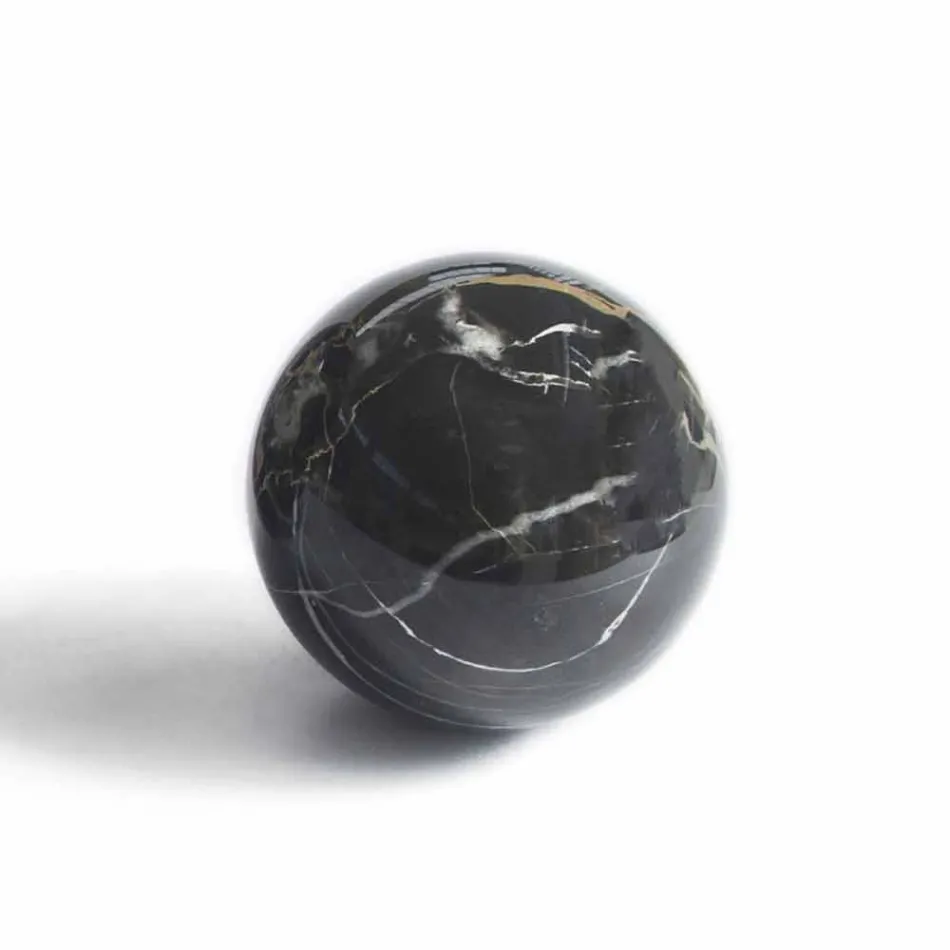 Sphere Paperweight in Polished Black Portoro Marble Modern Design 2 Sizes - Sphere Viadurini