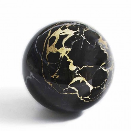 Sphere Paperweight in Polished Black Portoro Marble Modern Design 2 Sizes - Sphere Viadurini