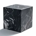 Modern Cube Paperweight in Satin Black Marquinia Marble Made in Italy - Qubino Viadurini