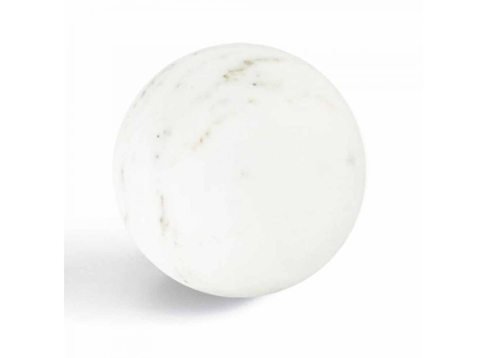 Modern Sphere Paperweight in Italian Satin White Marble, 2 Pieces - Sphere Viadurini