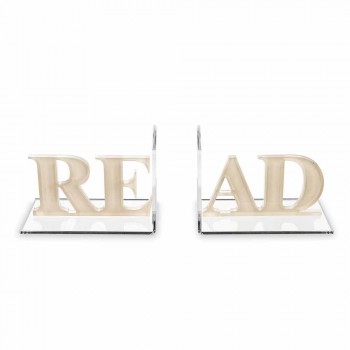 Bookends in Beige or White Plexiglass Read Design - Feread