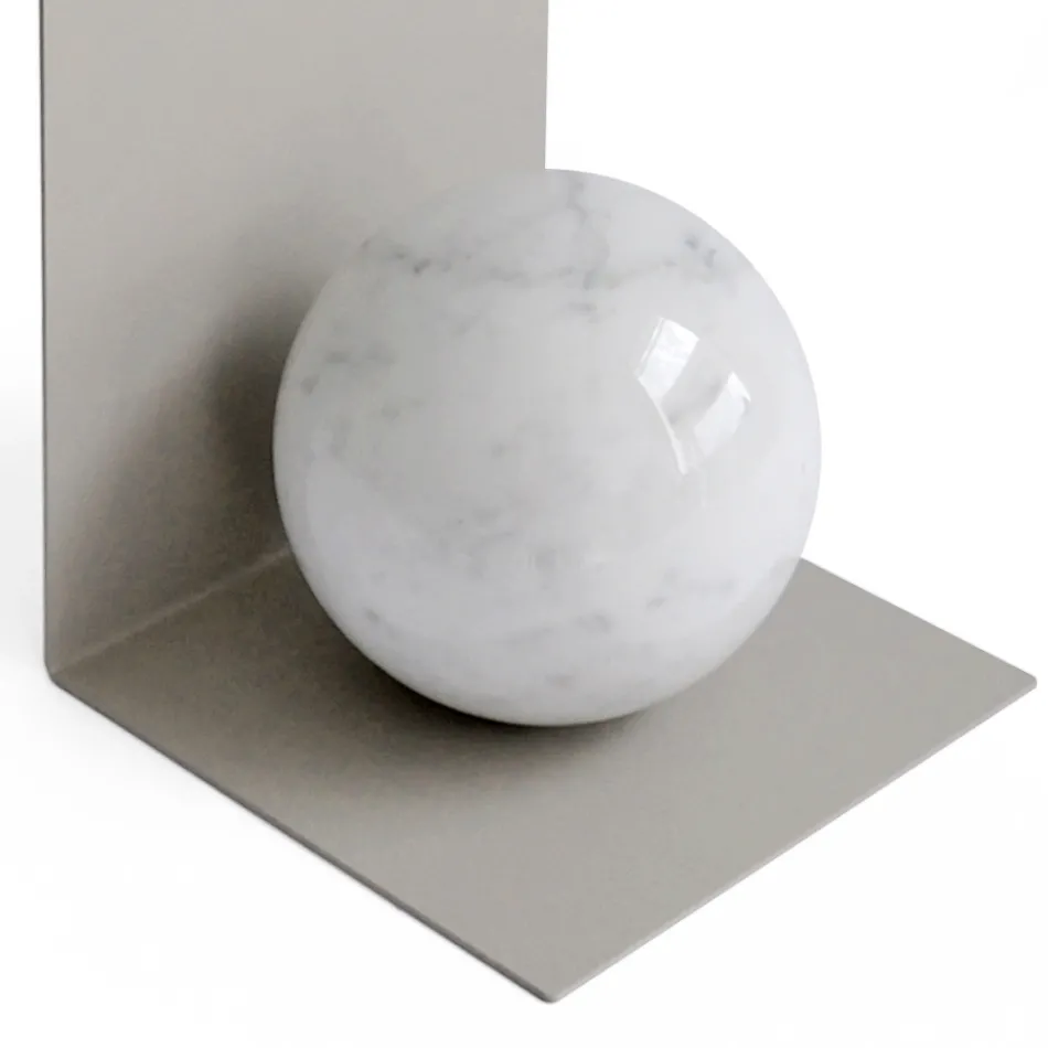 Metal Bookend with Marble Sphere Made in Italy - Akira Viadurini