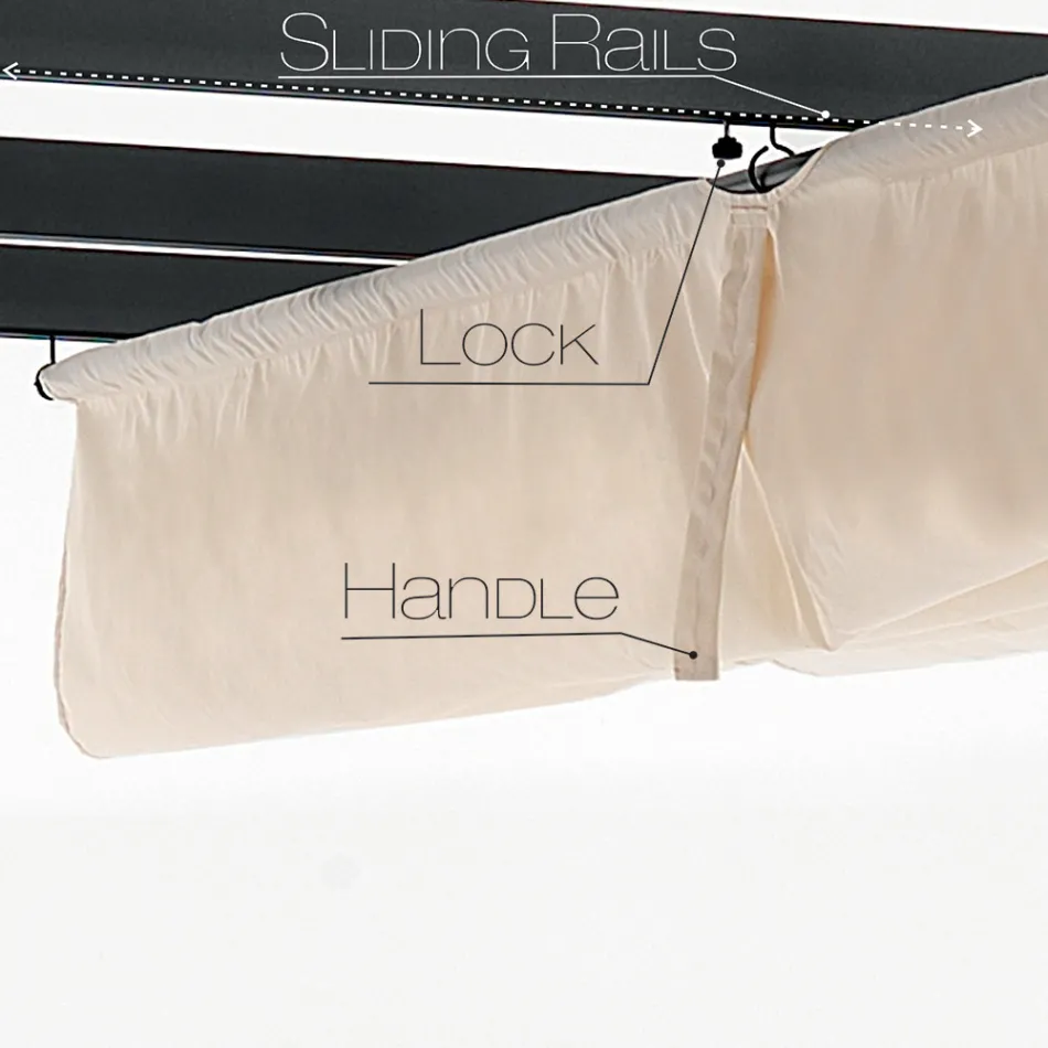 Gazebo in Epoxy Powder Painted Aluminum and Sliding Cloth - Manger Viadurini