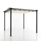 Gazebo in Epoxy Powder Painted Aluminum and Sliding Cloth - Manger Viadurini