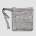 Kitchen Apron in Anthracite Gray Linen Low Model with Pocket - Flick