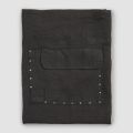 Black Linen Kitchen Apron with Crystals Low Model with Pocket - Click