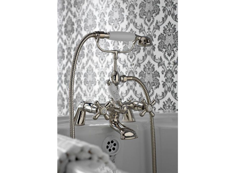 Classic Bathtub Groupset with Brass Hand Shower Made in Italy - Ercolina Viadurini