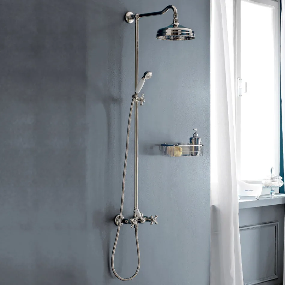 Classic Duplex Shower Group in Brass with 3 Sizes Shower Head - Ercolina Viadurini