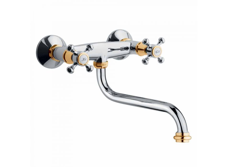 Adjustable Brass Wall Kitchen Washbasin Group Made in Italy - Colmo