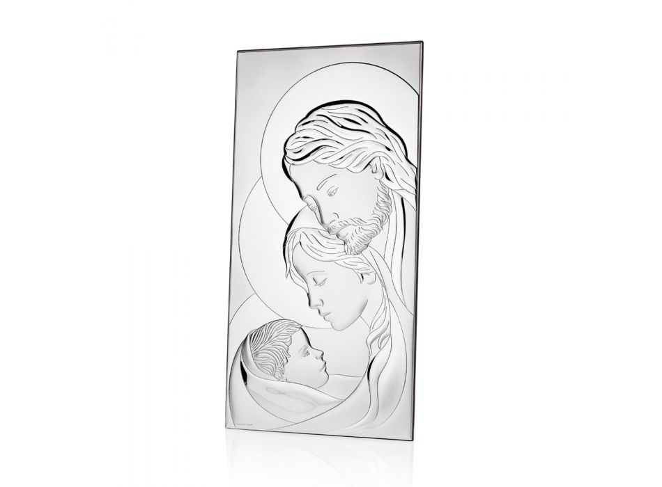 Holy Family Silver Icon Vertical Table Design 2 Sizes - Famisca Viadurini