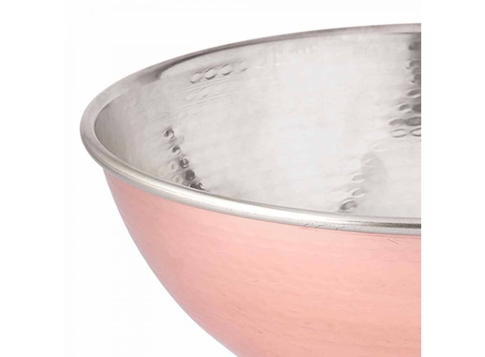 Round Design Salad Bowl in Polished Wrought Copper Made in Italy 25 cm - Daniela Viadurini