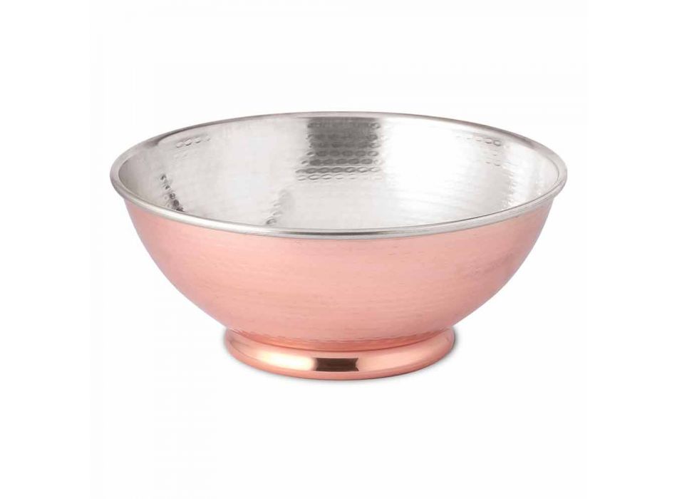 Round Design Salad Bowl in Polished Wrought Copper Made in Italy 25 cm - Daniela Viadurini