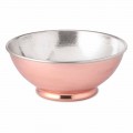 Round Design Salad Bowl in Polished Beaten Copper Made in Italy 25 cm - Daniela