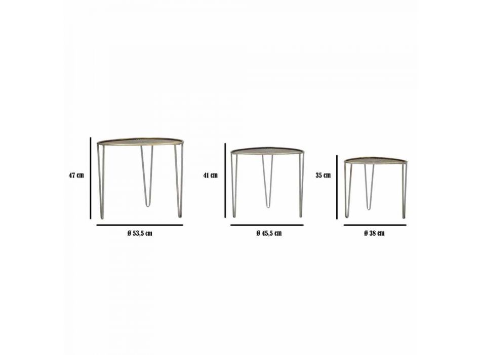 Set of 3 Modern Design Iron Coffee Tables - Marla Viadurini