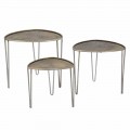 Set of 3 Modern Design Iron Coffee Tables - Marla