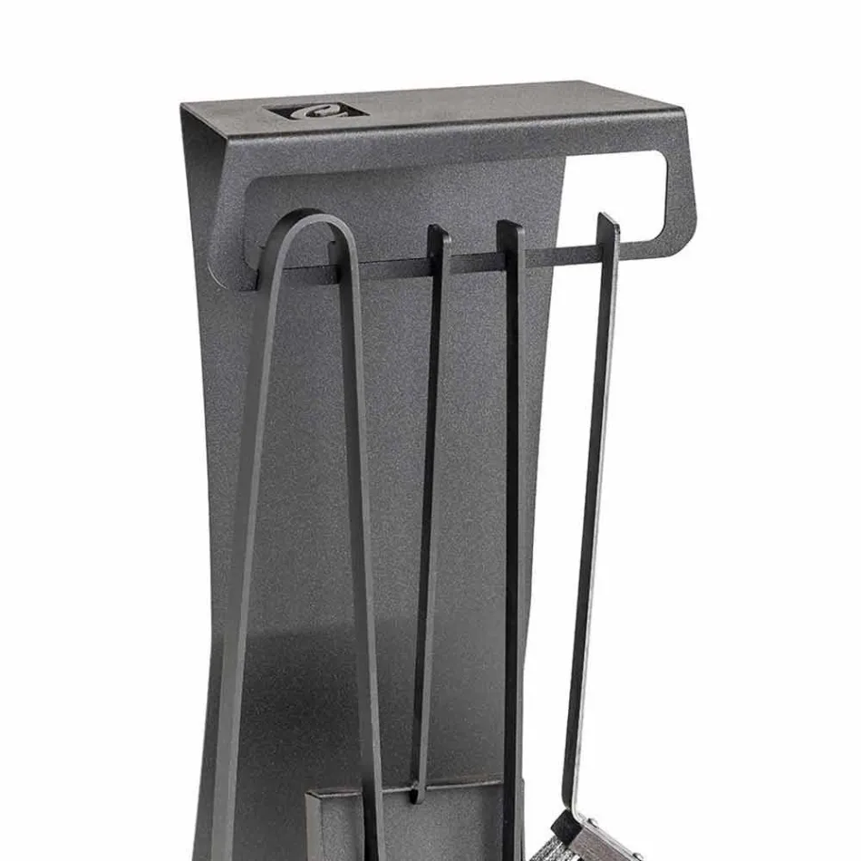 Set of 4 Made in Italy Design Steel Fireplace Tools - Chandler Viadurini