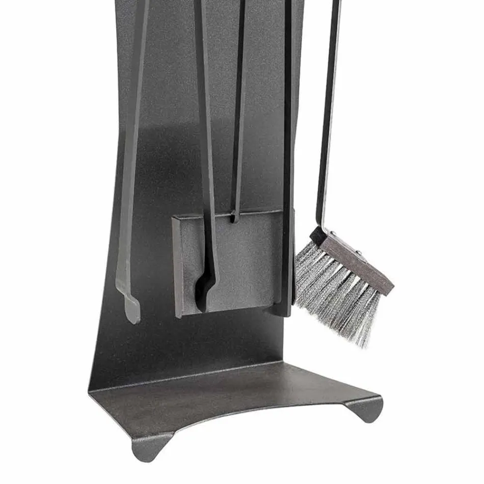 Set of 4 Made in Italy Design Steel Fireplace Tools - Chandler Viadurini