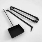 Set of Design Tools for Fireplace in Black Steel Made in Italy - Ostro Viadurini