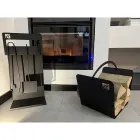 Set of Design Tools for Fireplace in Black Steel Made in Italy - Ostro Viadurini