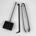Set of Design Tools for Fireplace in Black Steel Made in Italy - Ostro Viadurini