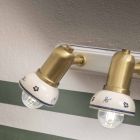 Linear Wall Lamp 3 Spotlights in Brass and Handcrafted Ceramic - Savona Viadurini