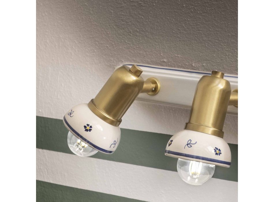 Linear Applique 3 Spotlights in Brass and Artisan Ceramics