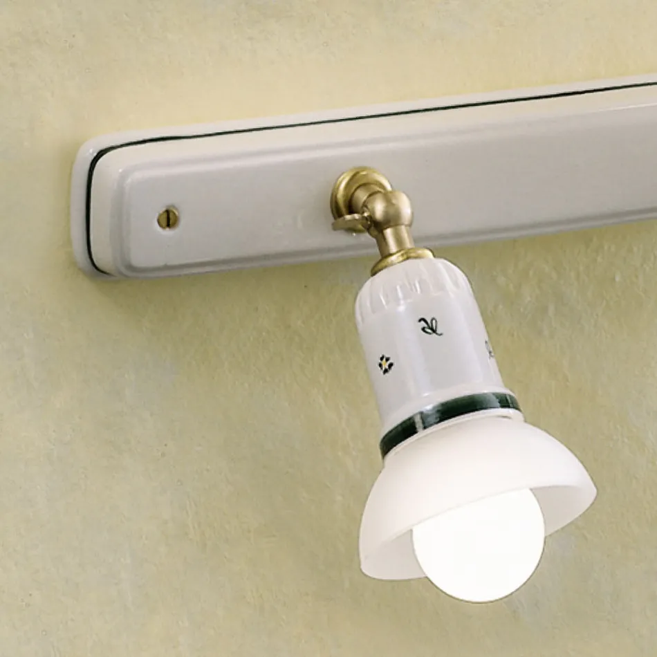 Wall Lamp 2 or 3 Spotlights Brass and Hand Painted Ceramic - Savona Viadurini