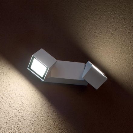Outdoor Wall Lamp 2 Lights in White Aluminum and Glass - Malek Viadurini