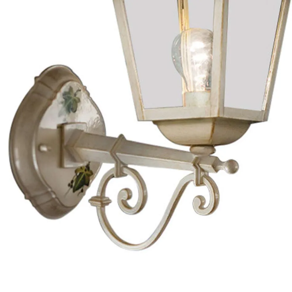Hand-Decorated White Aluminum Garden Wall Lamp - Gorizia Viadurini