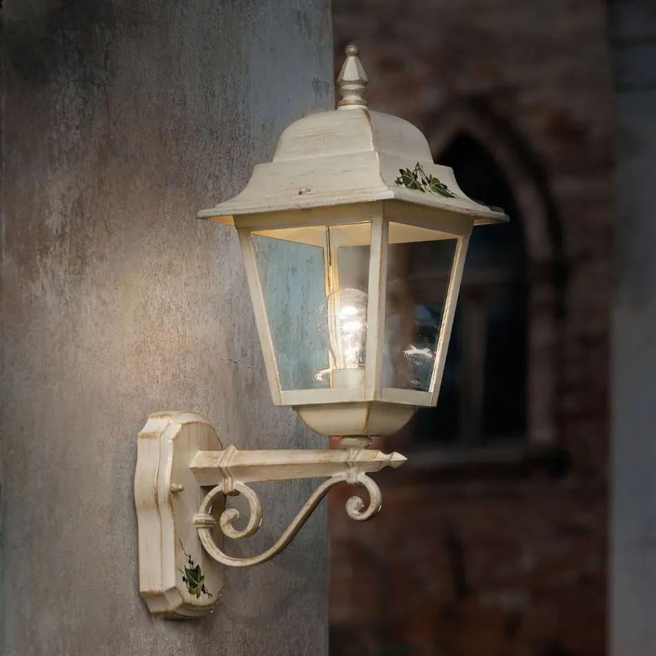 Wall Lamp in White Aluminum and Hand Painted Decoration - Gorizia Viadurini