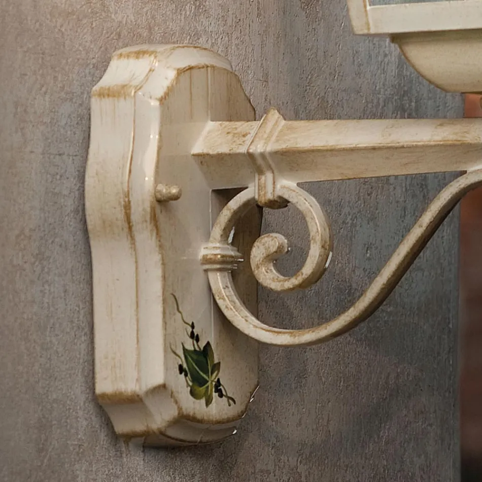 Wall Lamp in White Aluminum and Hand Painted Decoration - Gorizia Viadurini