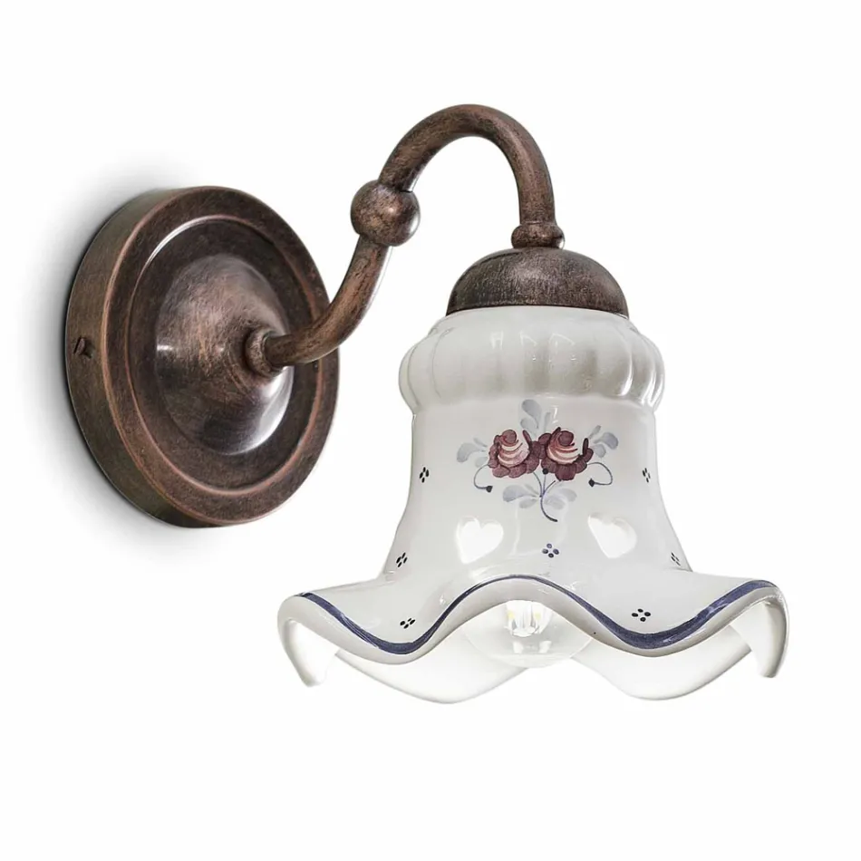 Rustic style ceramic pendant light Chieti by Ferroluce Viadurini