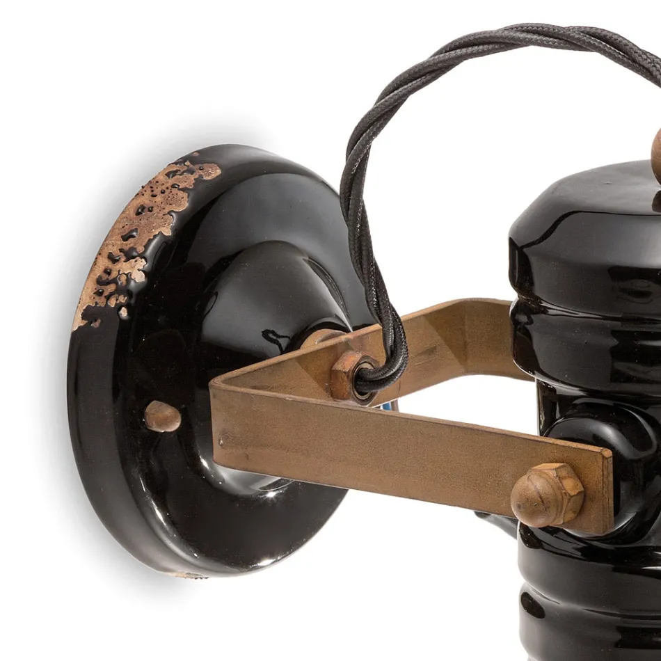 Wall Lamp in Iron and Industrial Handmade Ceramic - Urban Viadurini