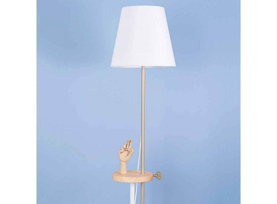 Design Floor Lamp in Steel, Ash and Brass Made in Italy - Pitulla Viadurini